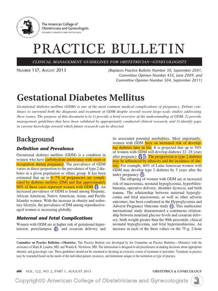 ACOG GESTATIONAL DIABETES GUIDELINE 2013 PDF intelligence overview