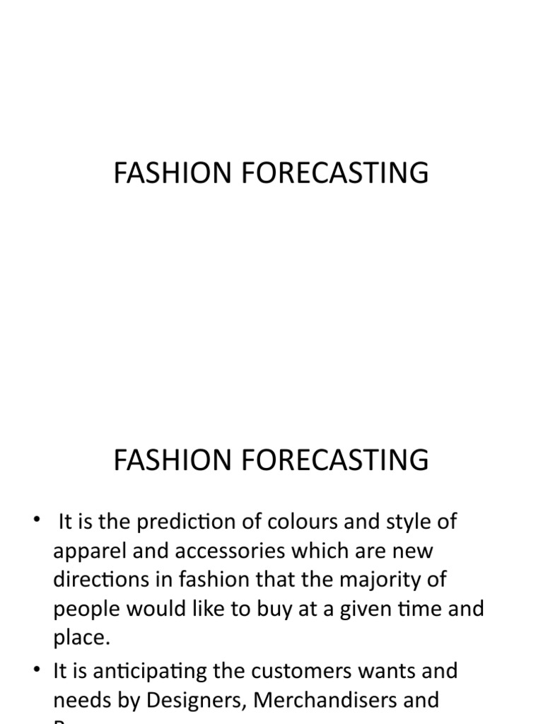 Fashion Forecasting PDF Fashion Retail