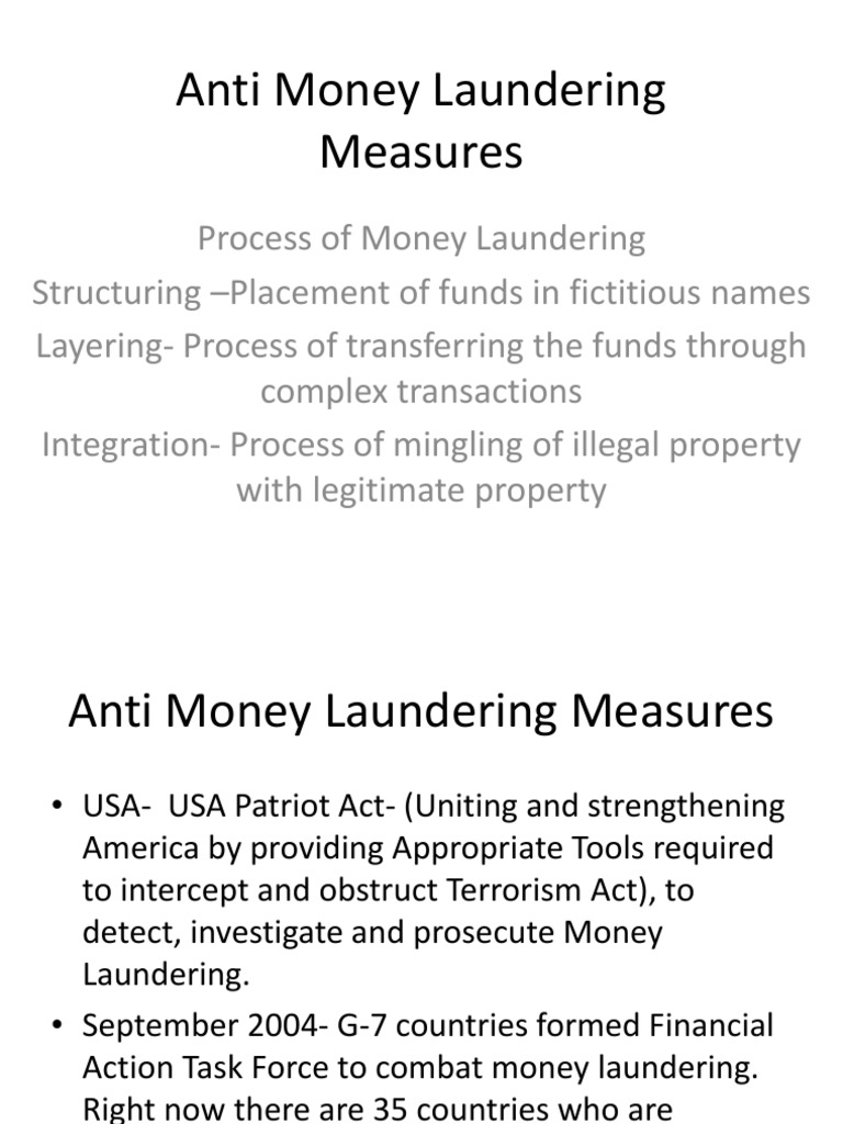Anti Money Laundering Measures Overview | PDF