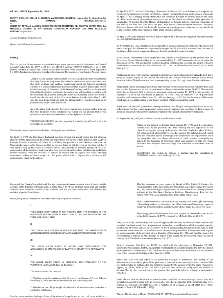 Doctrine of Exhaustion of Administrative Remedies PDF Complaint