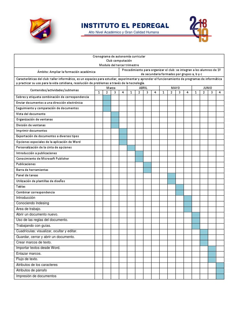 Dosificacion 1sec Cronograma de Autonomía Curricular 3er Trimestre | PDF