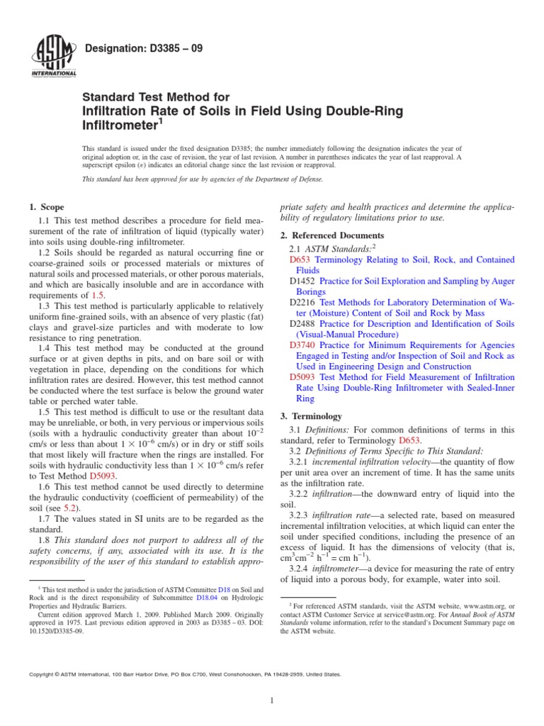 Astm D3385-09 | PDF | Soil | Liquids