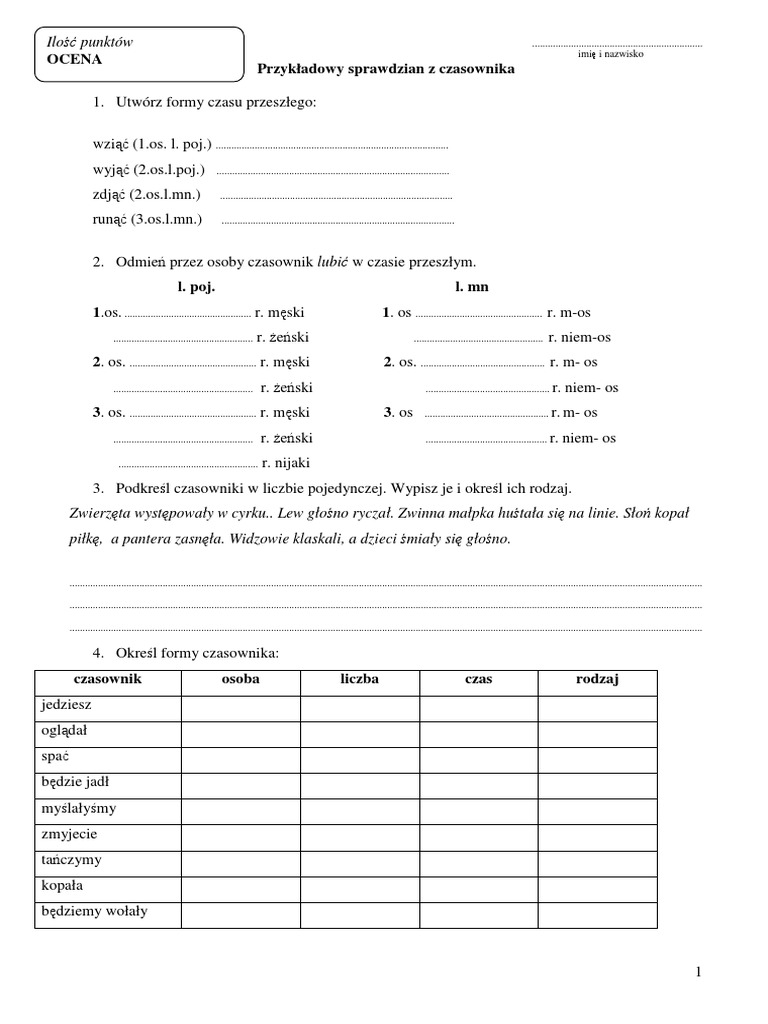 3 Formy Czasownika Angielski Test