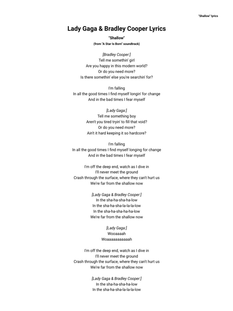 Lady Gaga & Bradley Cooper Shallow Lyrics _ AZLyrics