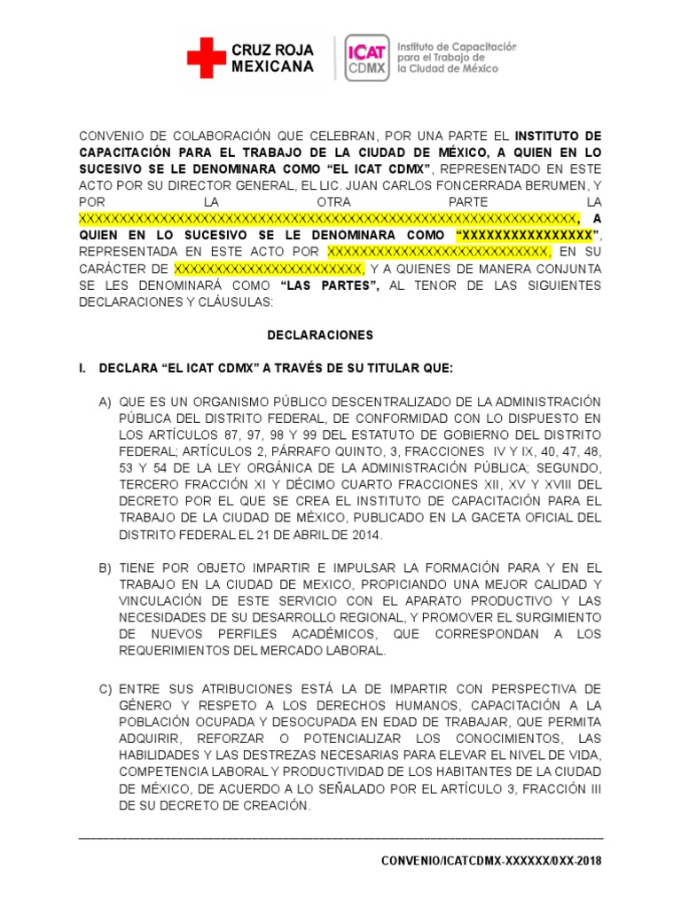 Convenio ICAT CDMX y Cruz Roja | PDF | Ciudad de México | Gobierno