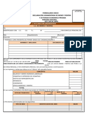 Formato declaración de bienes y rentas 2020 pdf