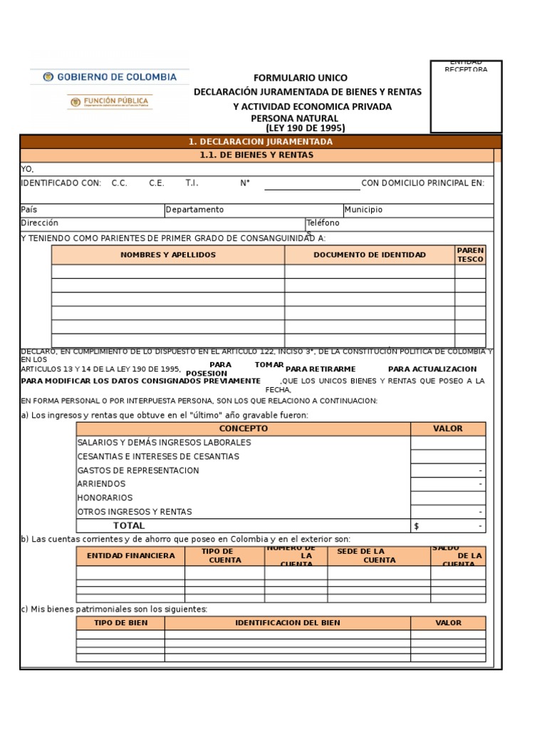 Formato declaración de bienes y rentas 2020 pdf