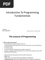 Introduction To Programming Fundamentals: Prepared By: Mehak Riaz