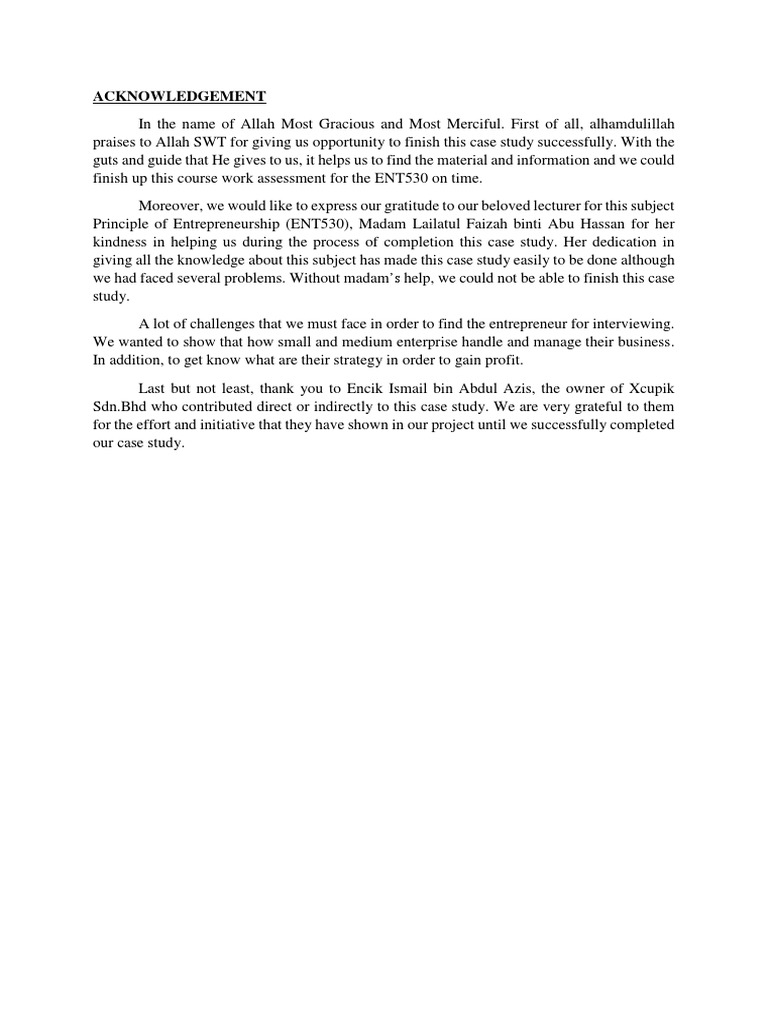 Giving Thank You For Case Study