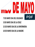 7 de Mayo Dia Del Soldado 3 de Mayo Dia de La Cruz 15 de Mayo Dia de La Enfermera 10 de Mayo Dia de La Madre