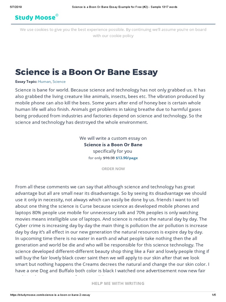 essay on science is a boon or bane