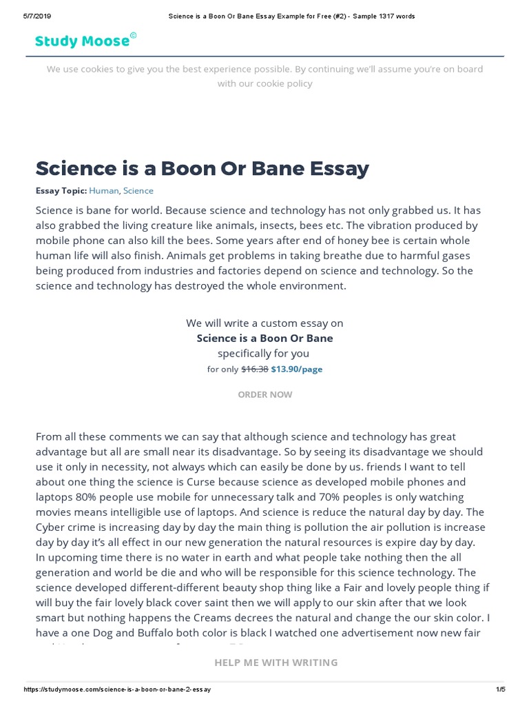 science boon and bane essay