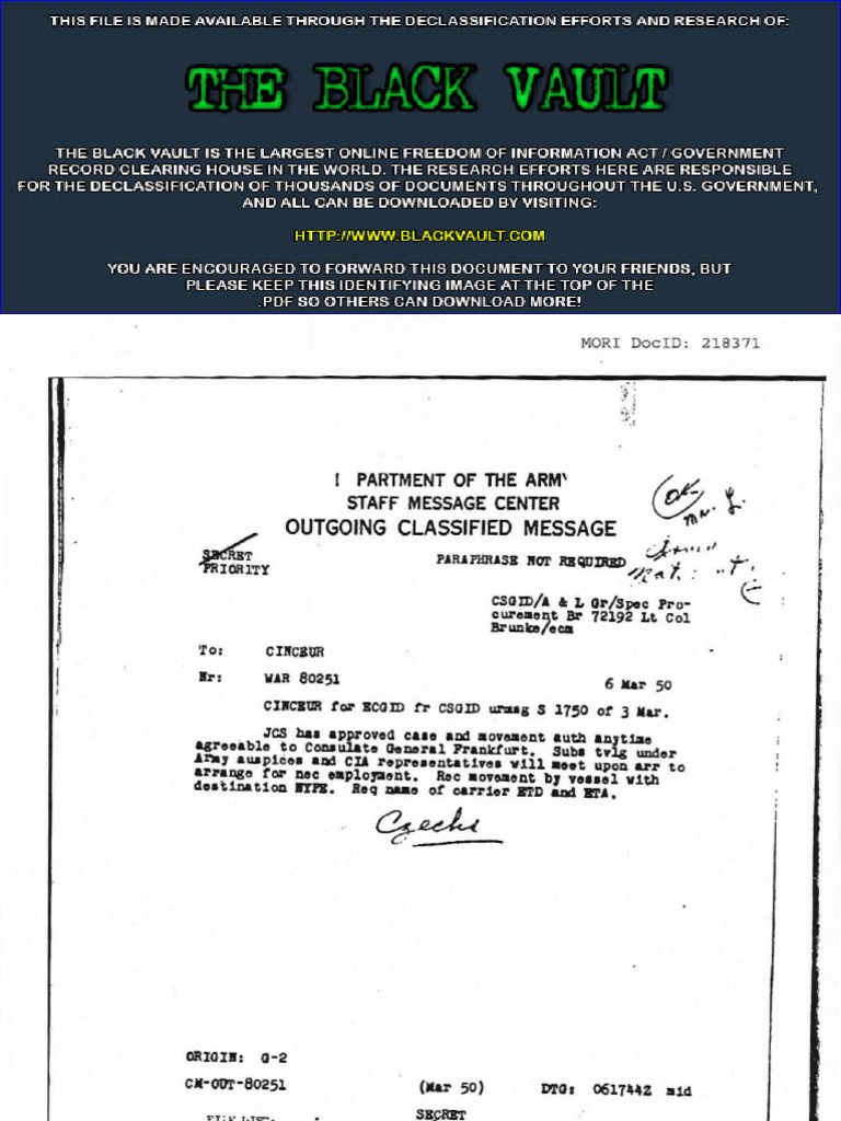 Project Paperclip CIA Documents PDF