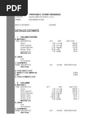 construction estimate