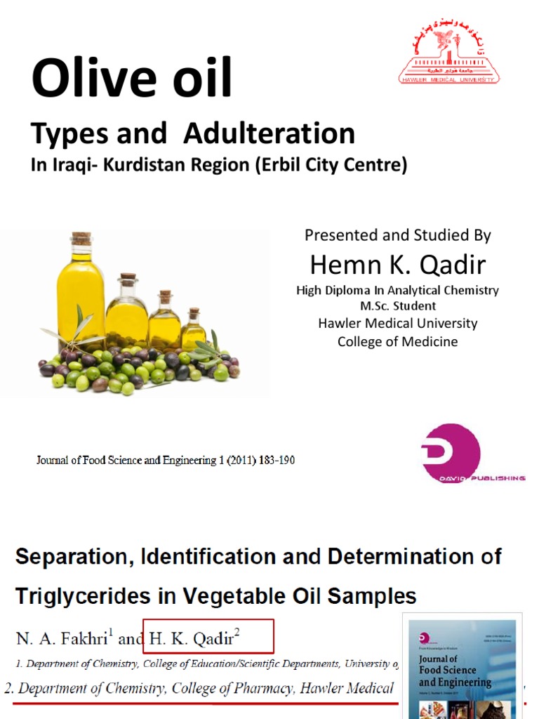 Adultration of Olive Oil PDF Olive Oil Triglyceride