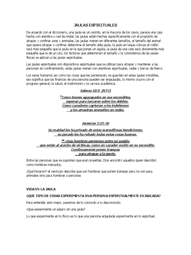 Jaulas Espirituales Demonios Oración - 