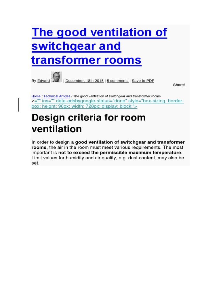 Design Criteria For Room Ventilation PDF Ventilation (Architecture