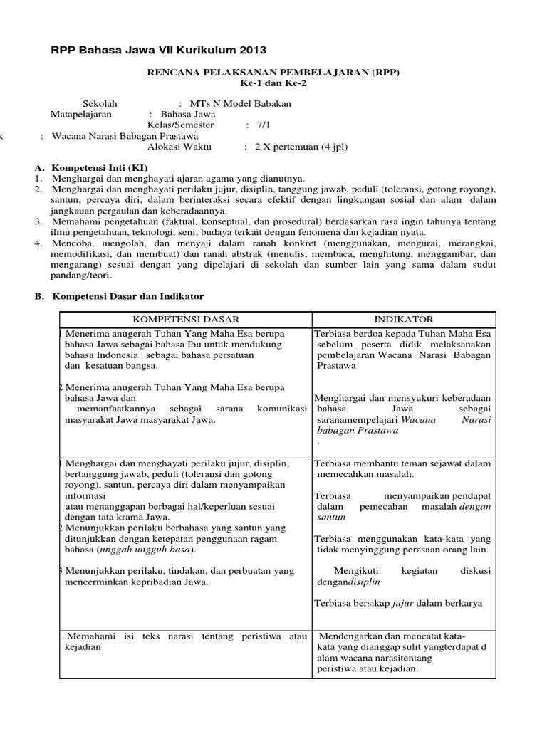 Rpp Teks Narasi Kelas 7 Kurikulum 2013 Berbagi Teks Penting