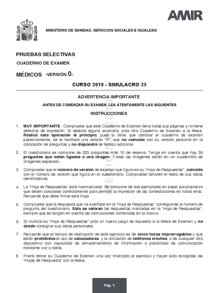 Simulacro 25 2019 PDF | PDF | Consentimiento informado | Especialidades ...