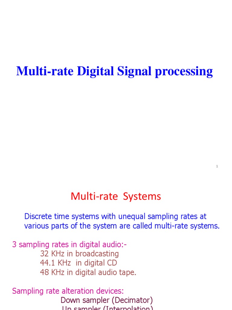 MultiRate Digital Signal Processing PDF Sampling (Signal