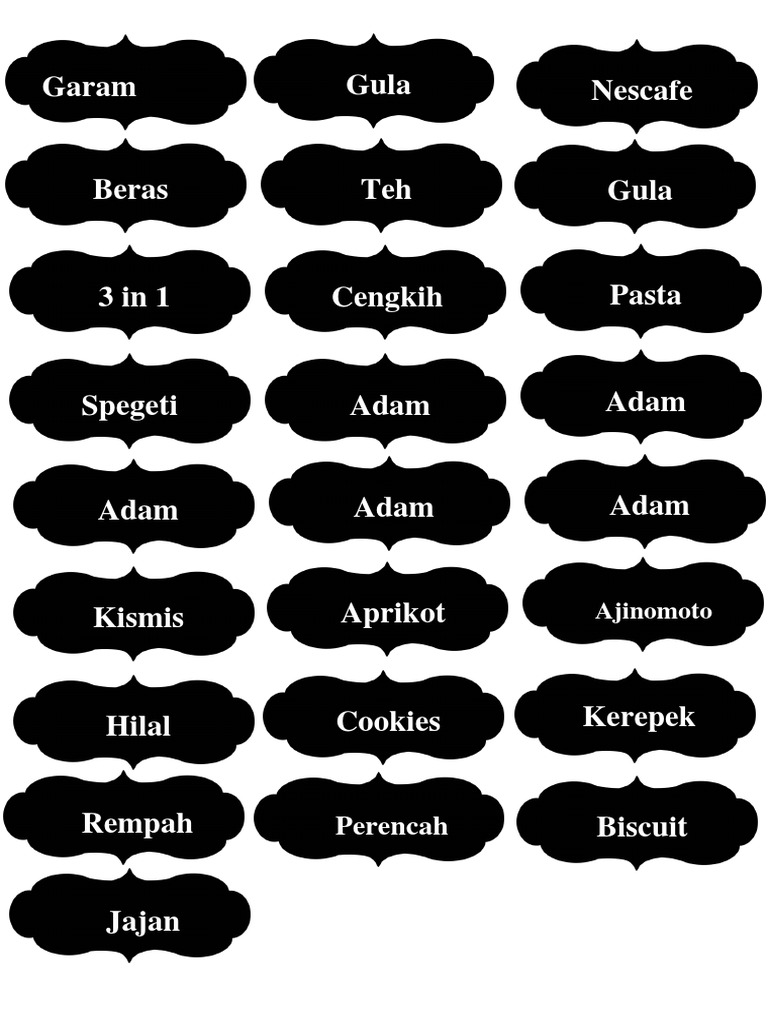 Label Dapur | PDF