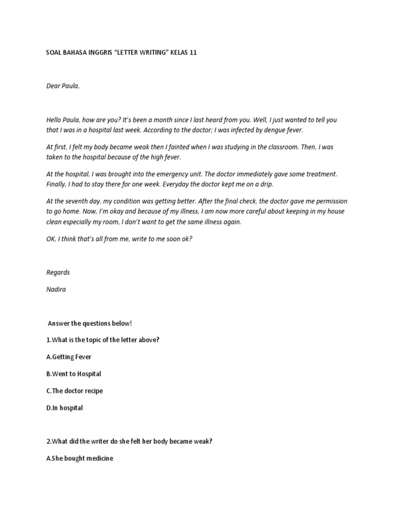 Soal Bahasa Inggris Letter Writing Smester 2 Indonesian Language