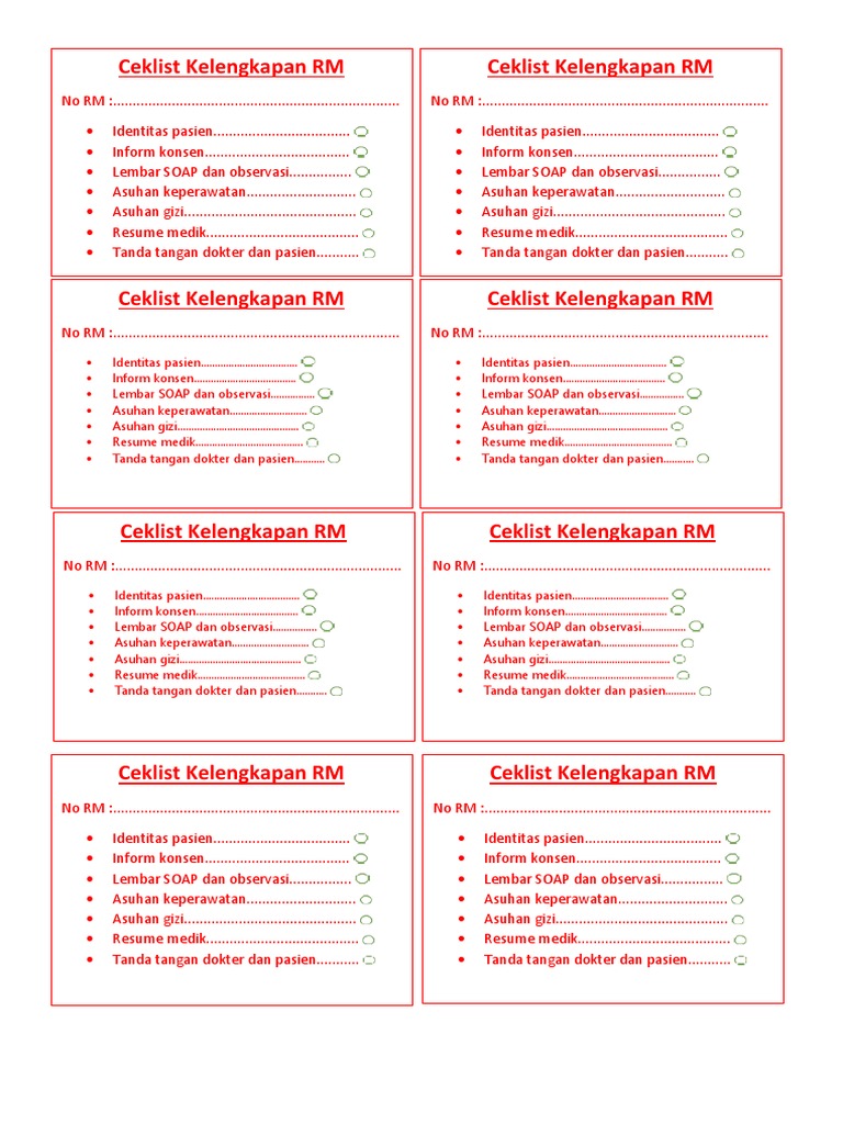 Ceklist RM | PDF