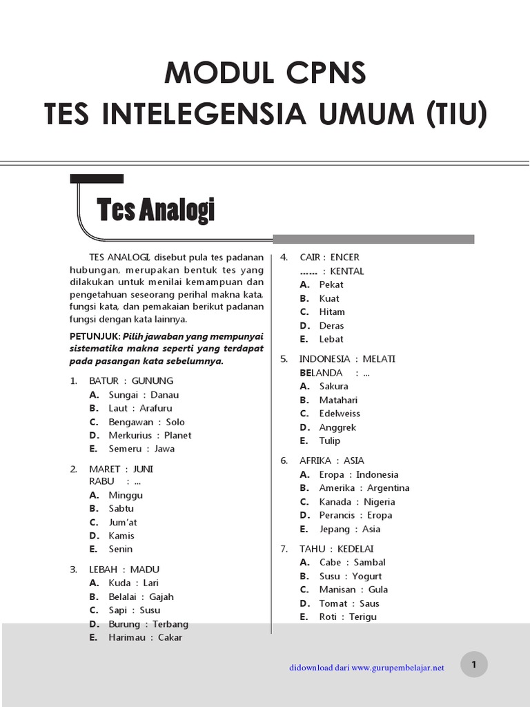 Soal Cpns Dan Pembahasan Tiu Paket 2 Pdf