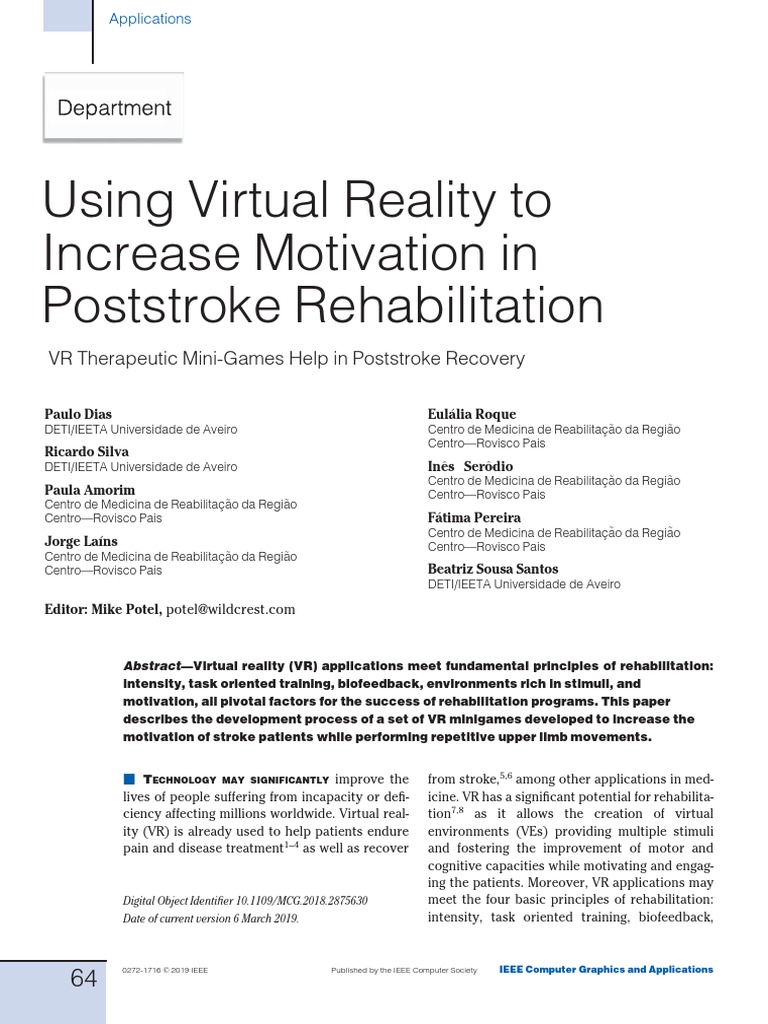 Virtual Reality Rehabilitation | PDF | Virtual Reality | Physical Therapy