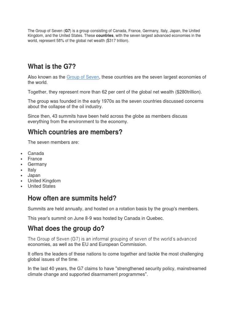 The Group of Seven | PDF | Politics | Social Science