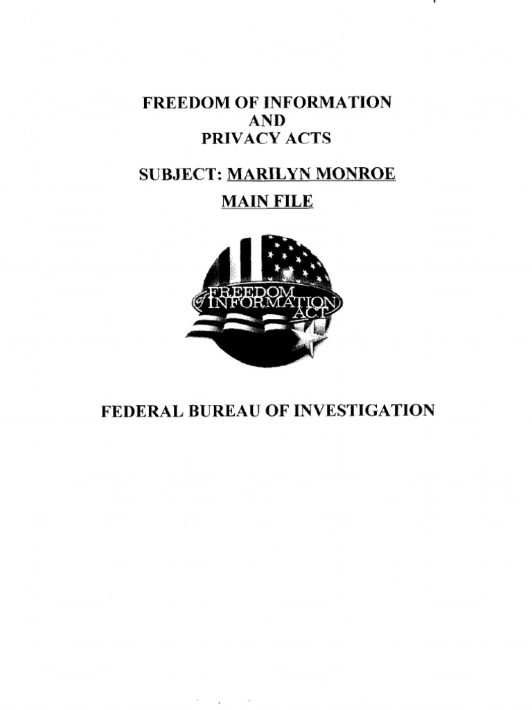 FBI Dossier On Marilyn Monroe (FOIA Declassified), Part 1 | PDF | History