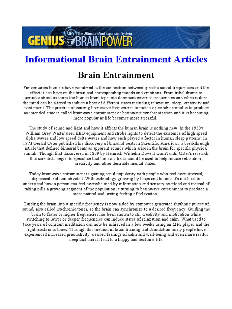 Picture of Brainwave Entrainment Techniques Explained | PDF | Relaxation ...