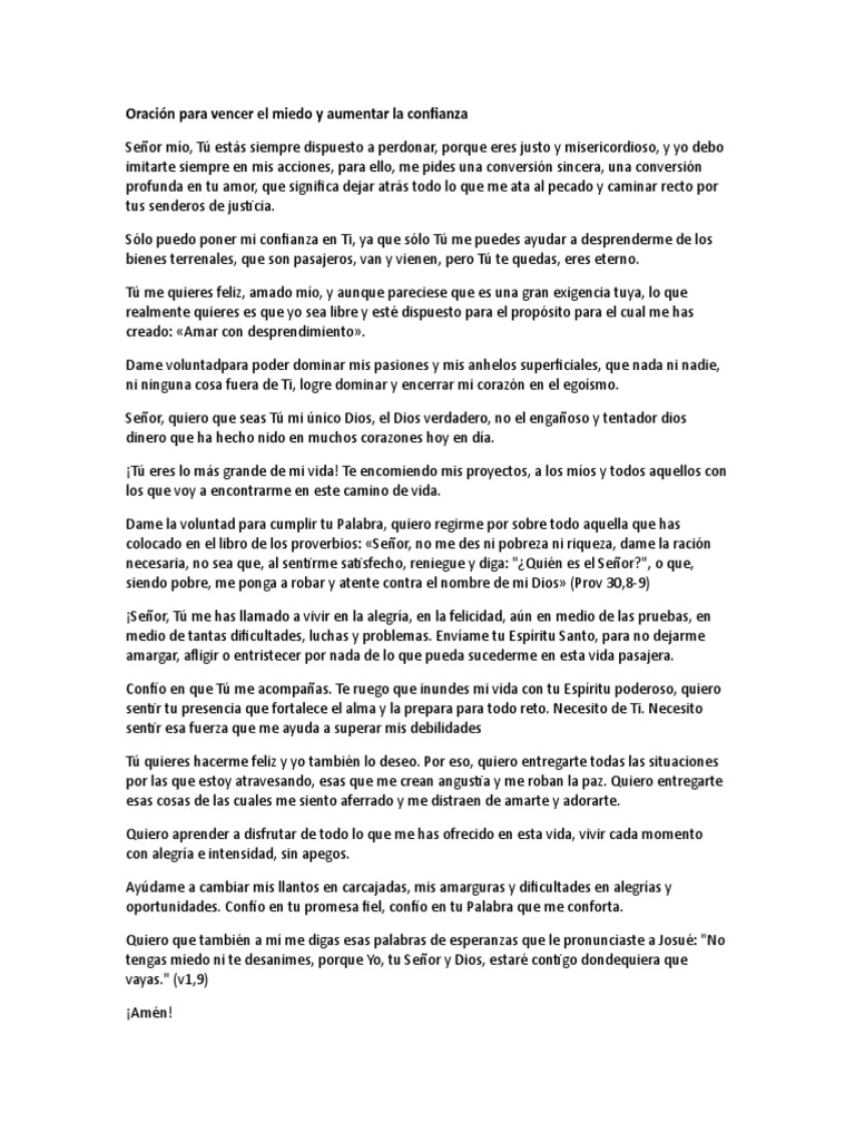 Oración para Superar el Miedo y Confiar | PDF | Amor | Oración