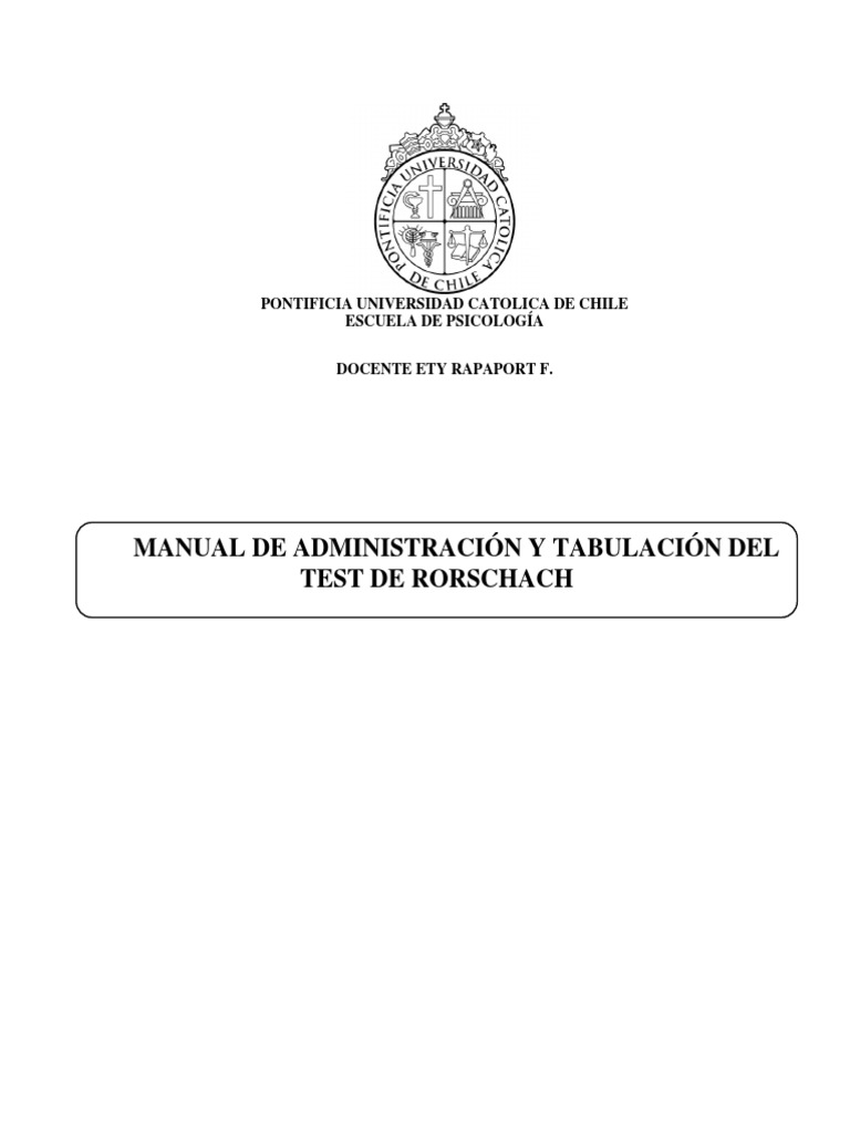Puc Manual Rorschach Ety Rapapport | PDF | Sicología | Carné de identidad, image size:768x1024