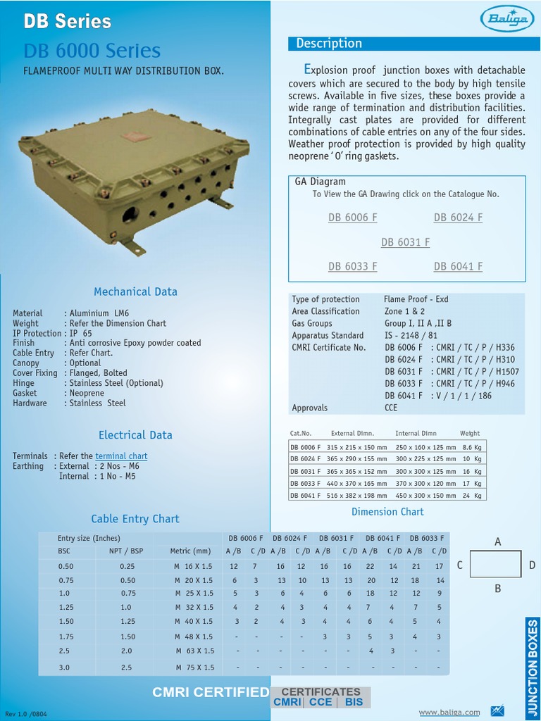 Baliga Flameproof Junction Boxes Overview | PDF | Screw | Mechanical ...