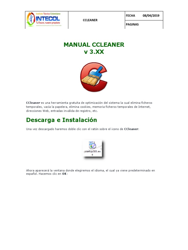 Manual de Uso de CCleaner 3.XX | PDF | Point and Click | Archivo de ...