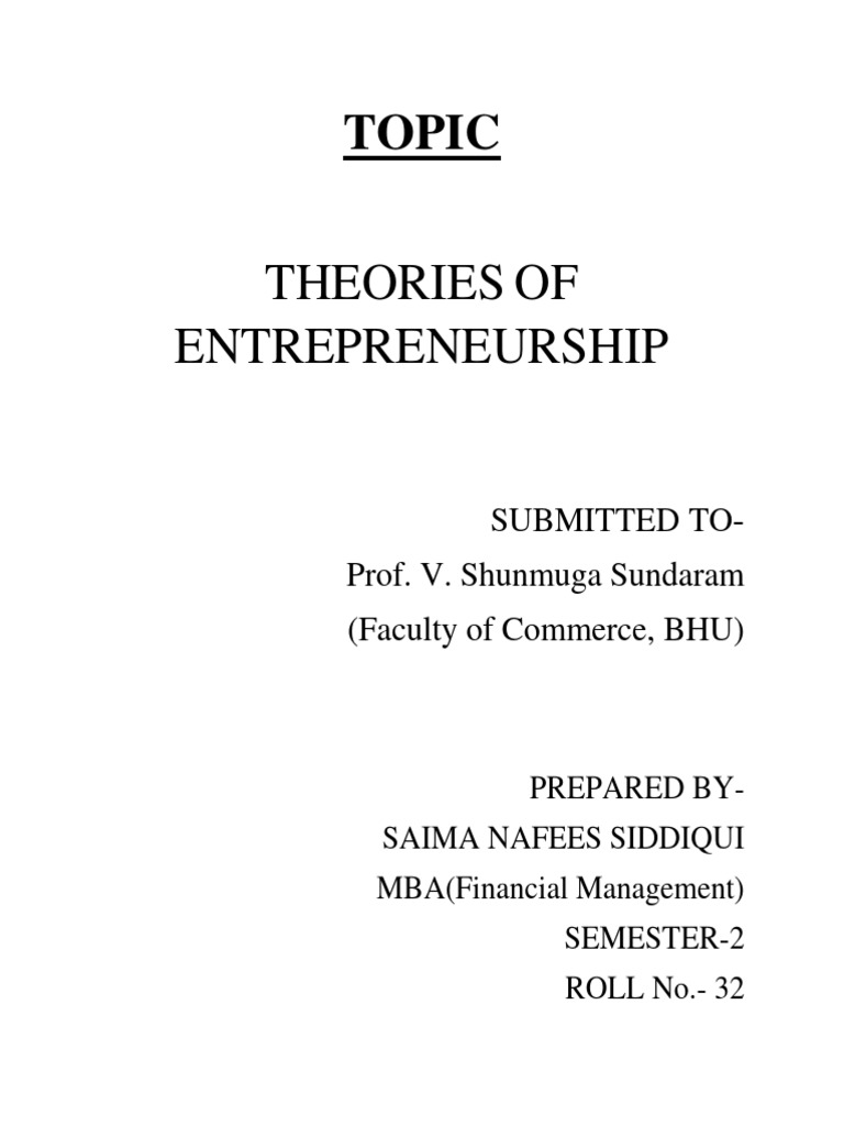 Theories of Entrepreneurship Explained | PDF | Entrepreneurship | Economics