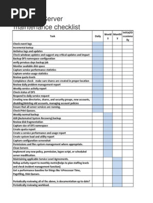 Excel Template: Server Room Maintenance Checklist (Excel, 53% OFF
