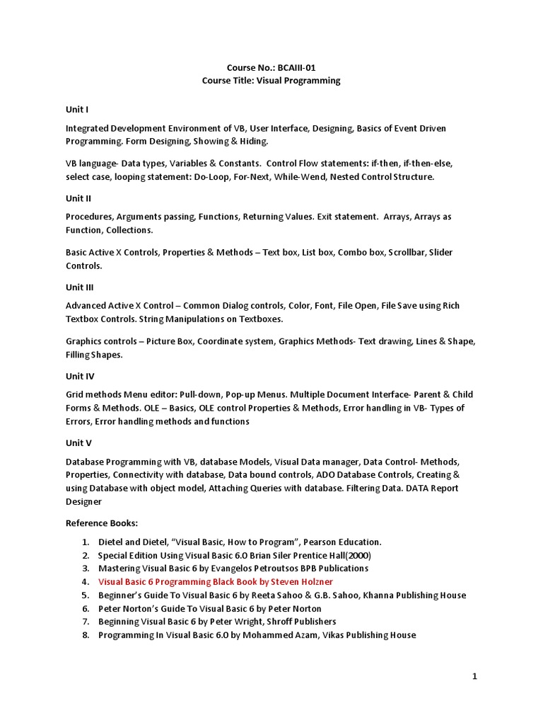 Visual Programming and Networking Course Guide | PDF | Data ...