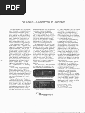 アルバム Nakamichi Dragon Ultimate Cassette Deck Poster 1984 Article