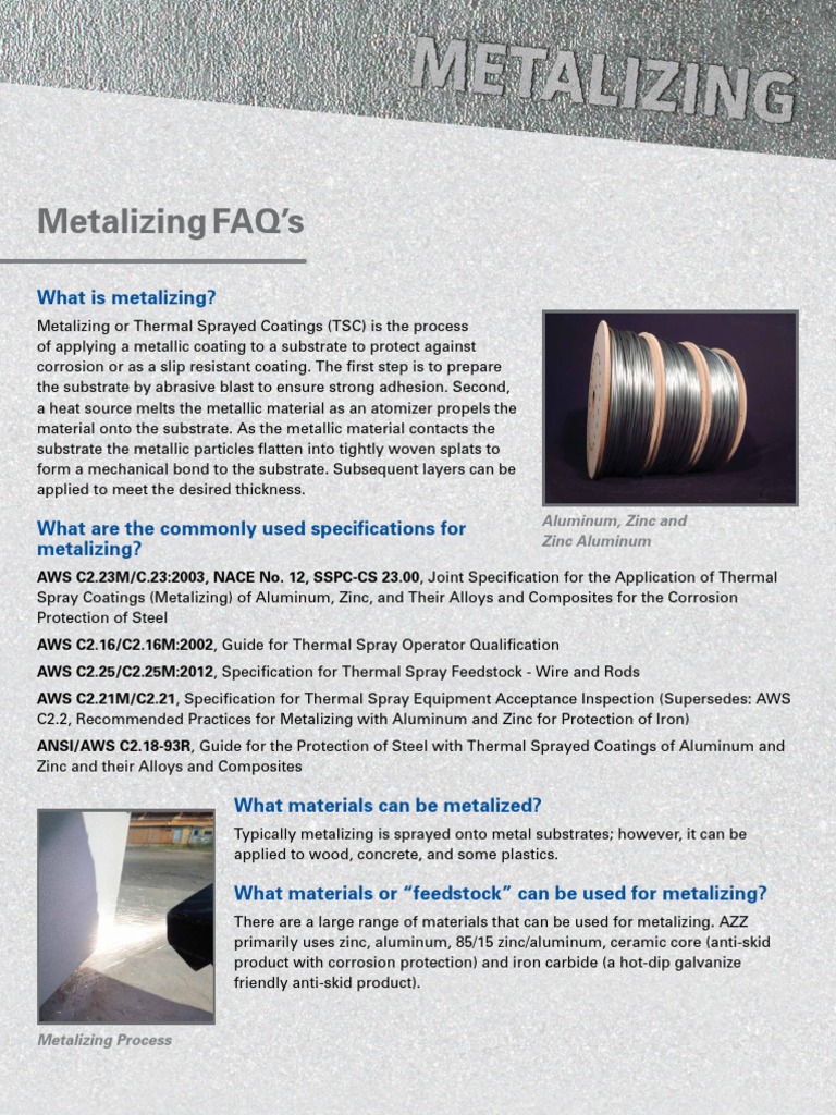 Metalizing: Corrosion Protection Explained | PDF | Galvanization ...