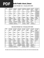 Date Sheet of Weekly Tests 2019-2020 2