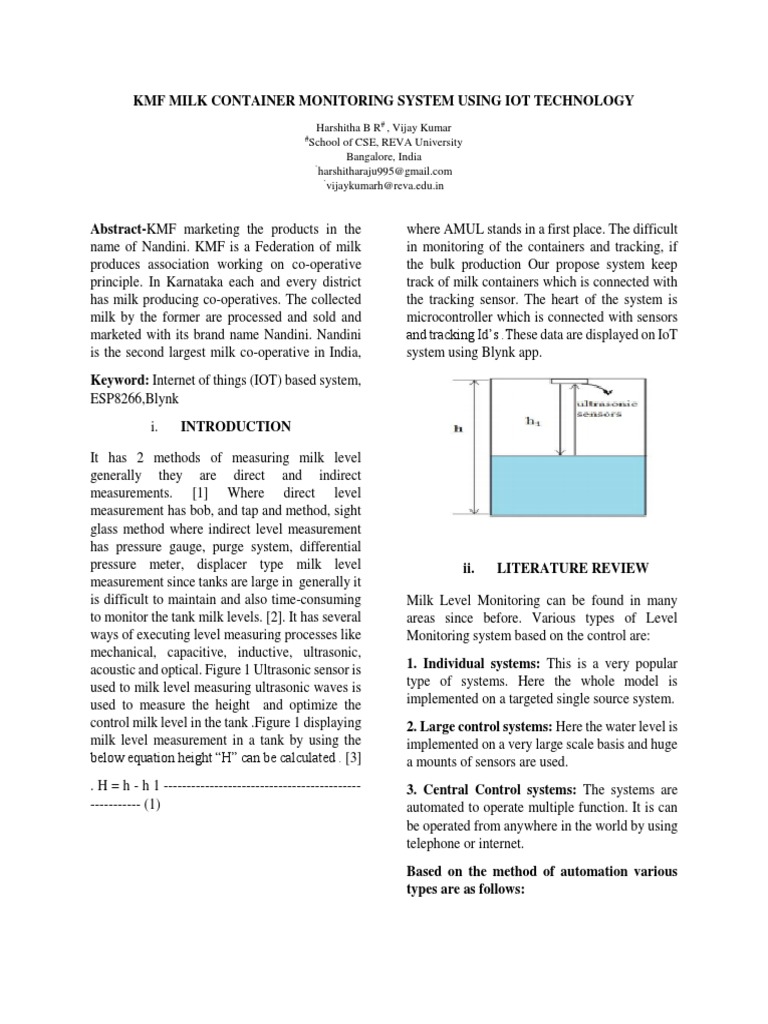 KMF Milk Container Monitoring System Using Iot Technology | PDF ...