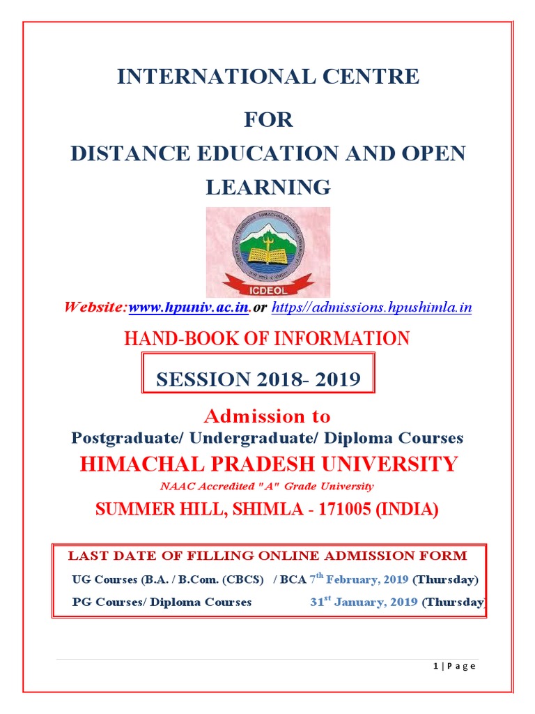 Ug Pg Prospectus Pdf Pdf Distance Education Curriculum