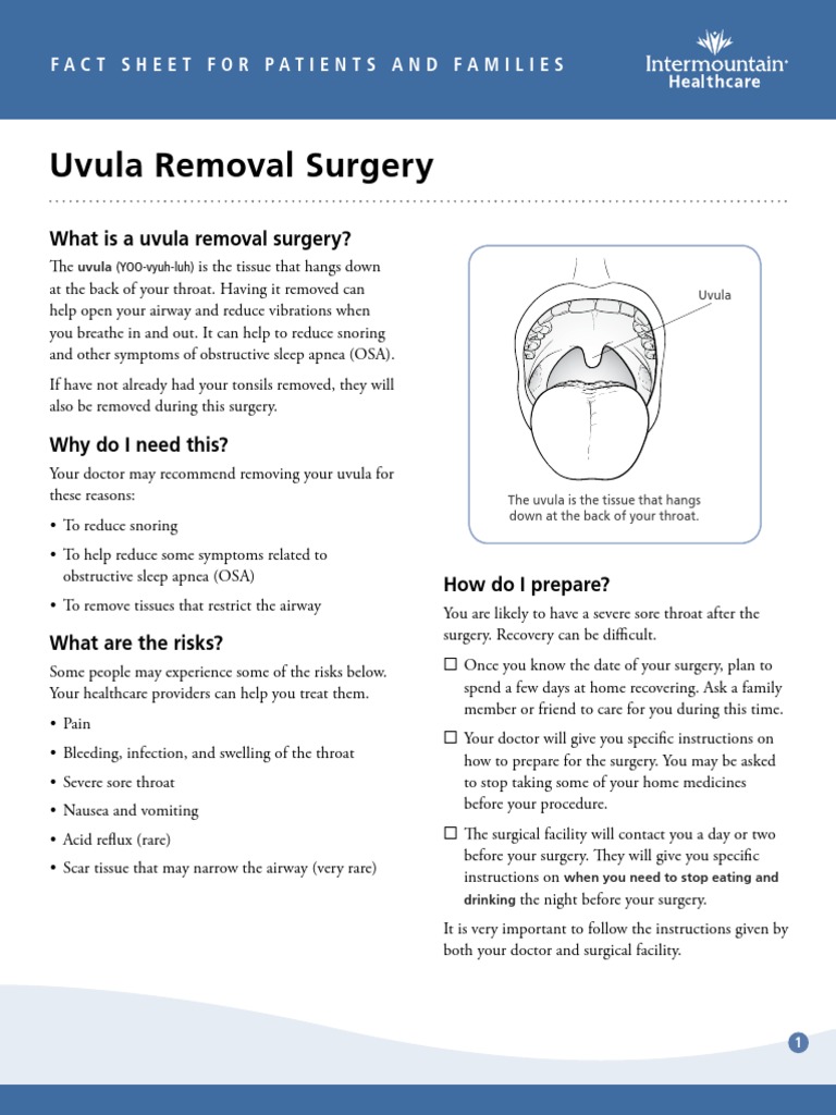 What Is A Uvula Removal Surgery? PDF Sleep Apnea Snoring
