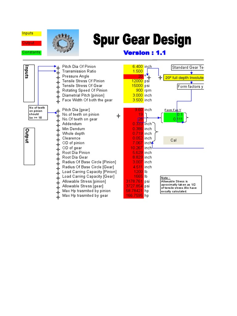 Spur Gear PDF Gear Microsoft Excel