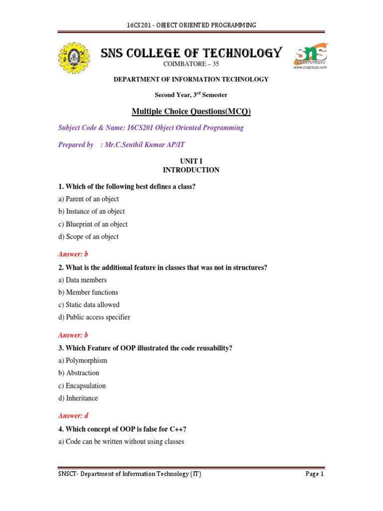 Object Oriented Programming Concepts In Java Interview Questions