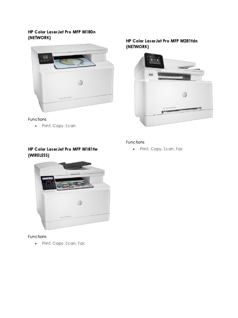 HP Color LaserJet Pro MFP Models Overview | PDF