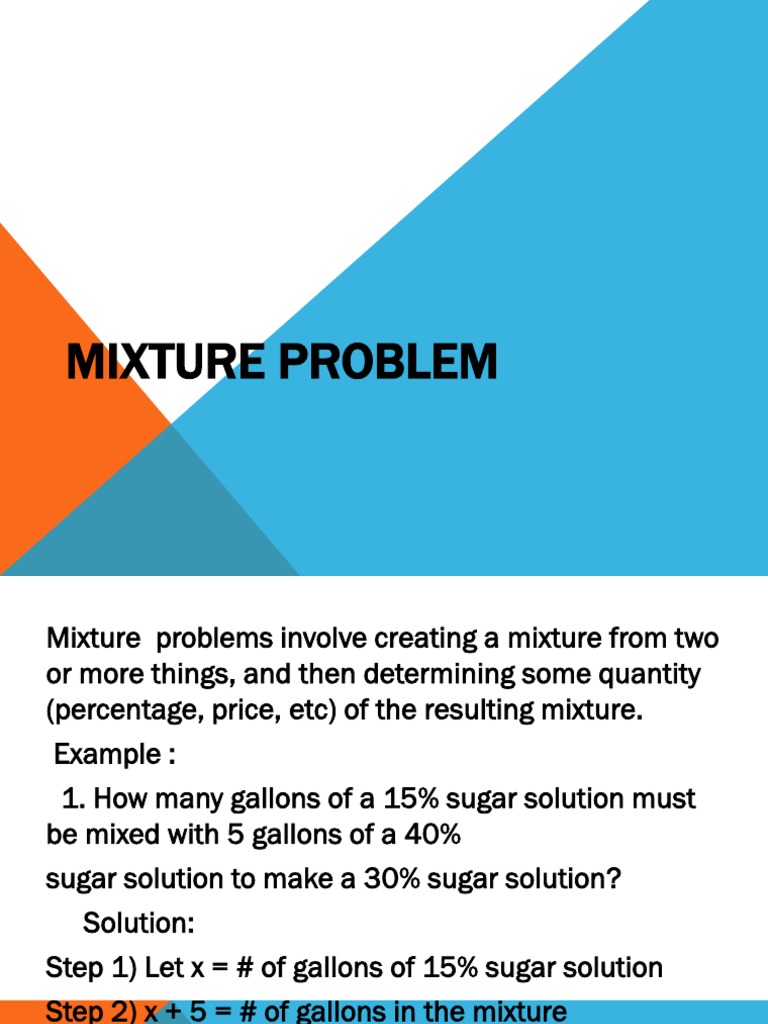Mixture Problem | PDF