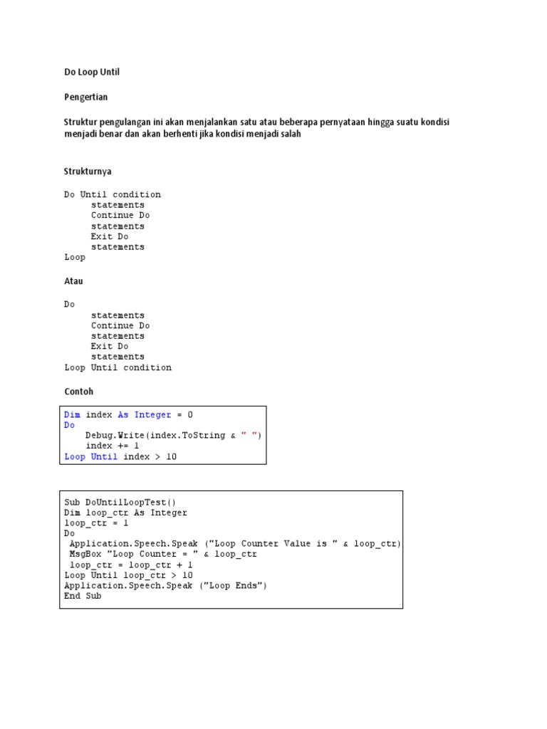Do Until Loop Structure Explained | PDF | Teaching Methods & Materials ...